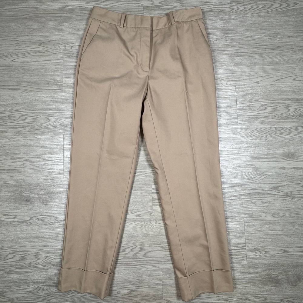 Zara Women's Dress Pants High Waisted Cuffed Hem Tan Beige Size Large